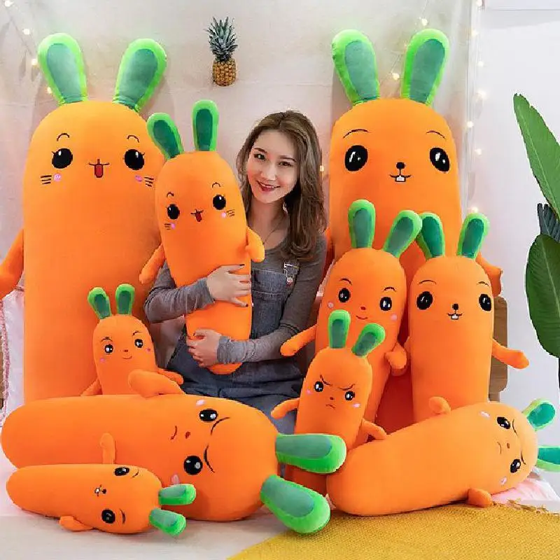 

45-90cm Cartoon Plant Smile Carrot Plush Toy Cute Simulation Vegetable Carrot Pillow Dolls Stuffed Soft Toys For Children Gift