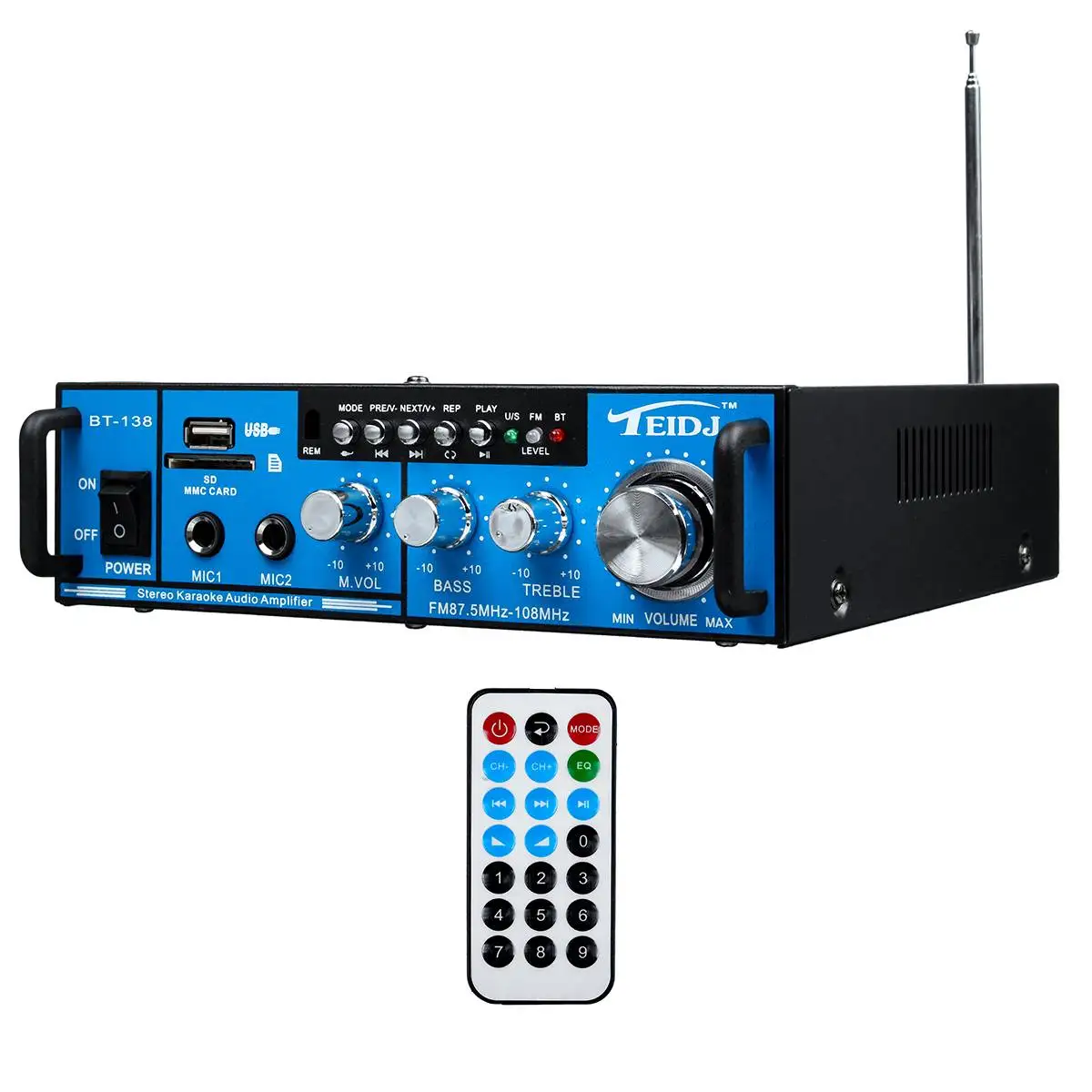 800 Вт 12 В/220 В 2,0 канальный Hifi bluetooth автомобильный аудио усилитель мощности домашний кинотеатр усилители SD fm-радио Музыка Караоке W/двойной микрофон