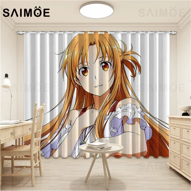 SAIMOE мультфильм аниме занавески для девочек меч искусство онлайн Гостиная Yuuki Asuna