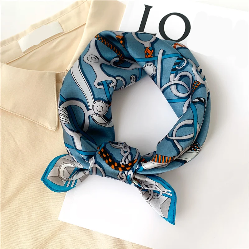 

100% Silk Scarf Pure Neck Hairband Tie Print Female Designer Small Scarves Women Foulard Bandana Square Kercheif 2022 New