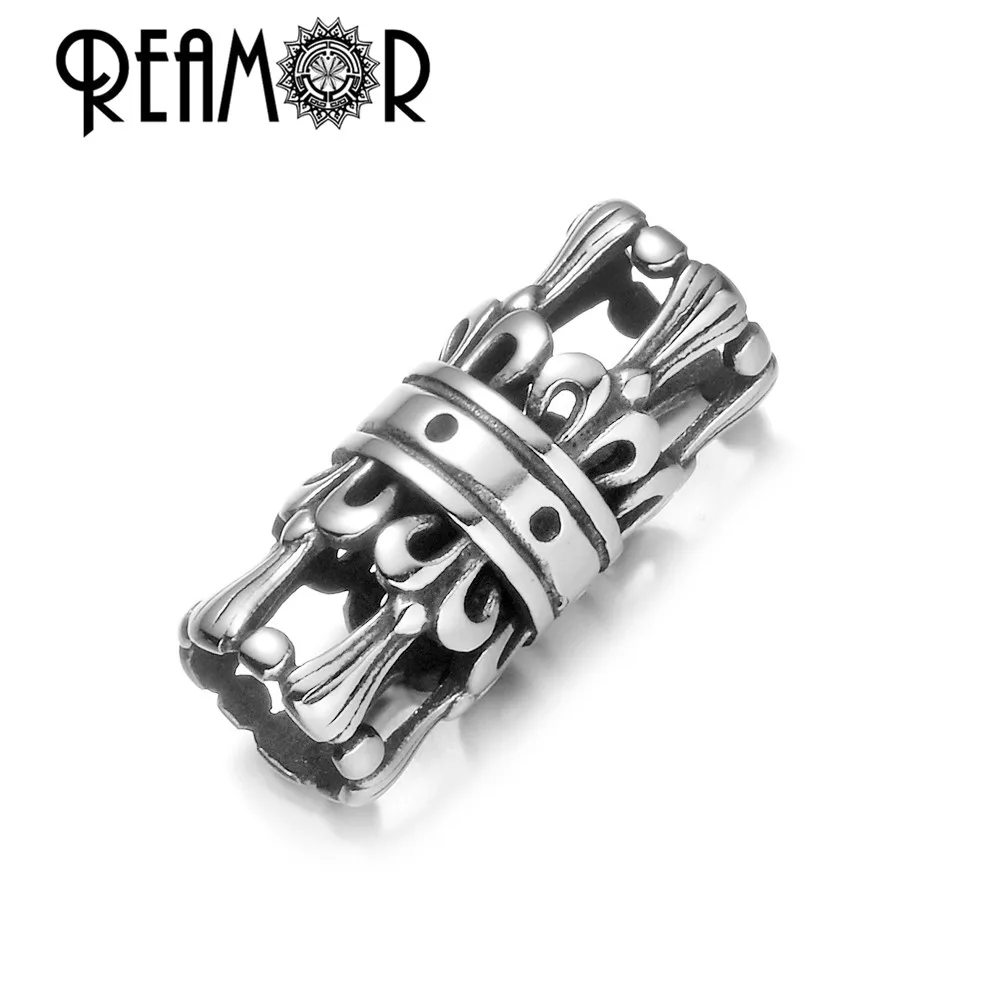 Металлические бусины REAMOR DIY из нержавеющей стали 316l полый цилиндр европейские