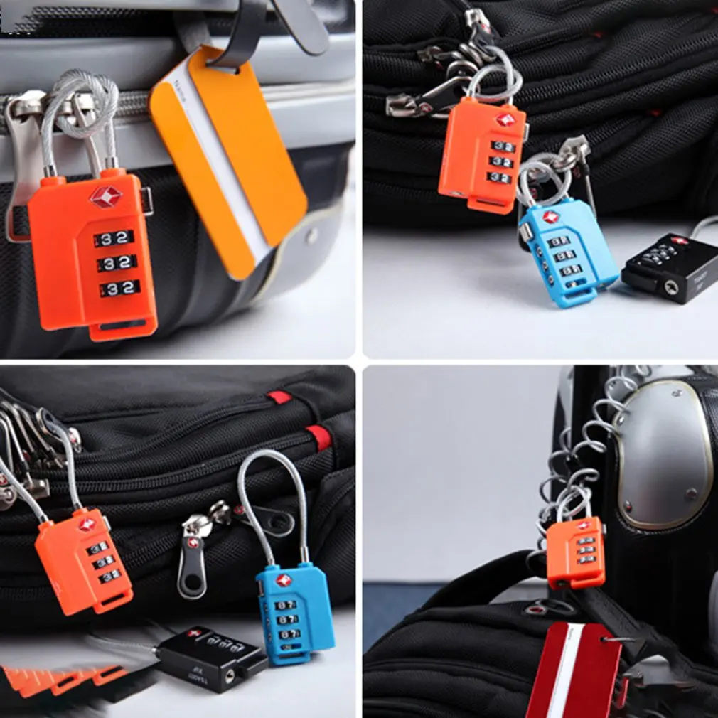 Buy 3 Digit Password Lock Steel Wire Security Suitcase Luggage Coded Cupboard Cabinet Locker Padlock on