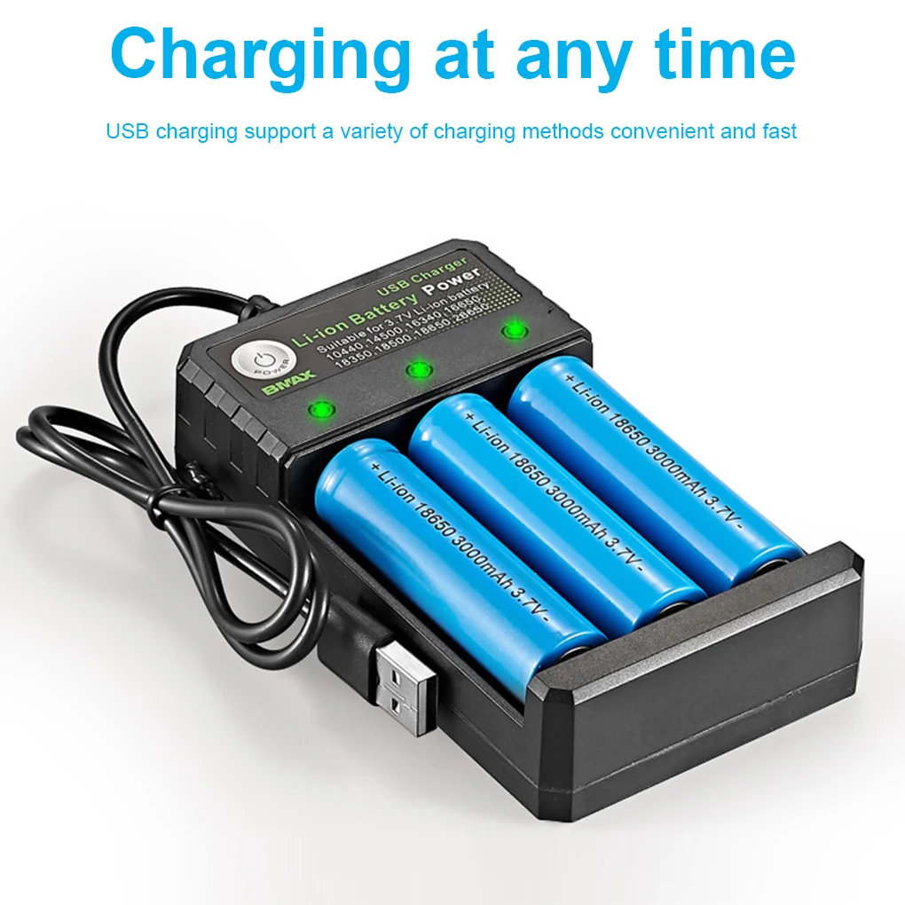 

3.7V 18650 Charger Li-ion Battery USB Independent Charging For 18350 16340 14500 26650 Battery Charging Station Stand