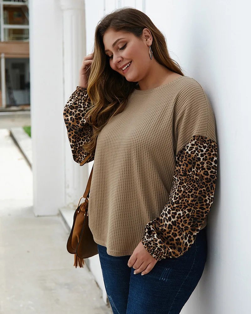 Женский свитер вязанный зимний с длинным рукавом и круглым вырезом плюс размер