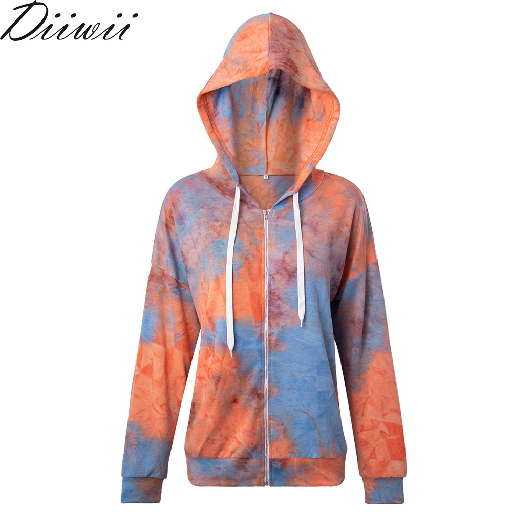 

DiiWii Womens Coat Casual Loose Fitting Tie Dye Hoodie Long Sleeve Hoodie