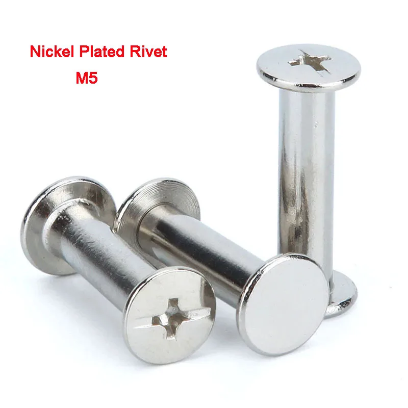 

5/10/20Pcs Carbon Steel Metric Nickel Plated Rivet Snap Rivet Photo Album Binding Screw Books Butt Screw M5