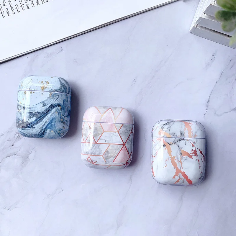 Чехол для оригинального Apple Airpods чехол мраморный милый чехол для Apple Airpods 12 чехол Аксессуары для наушников Air Pods Чехол Коробка Coque