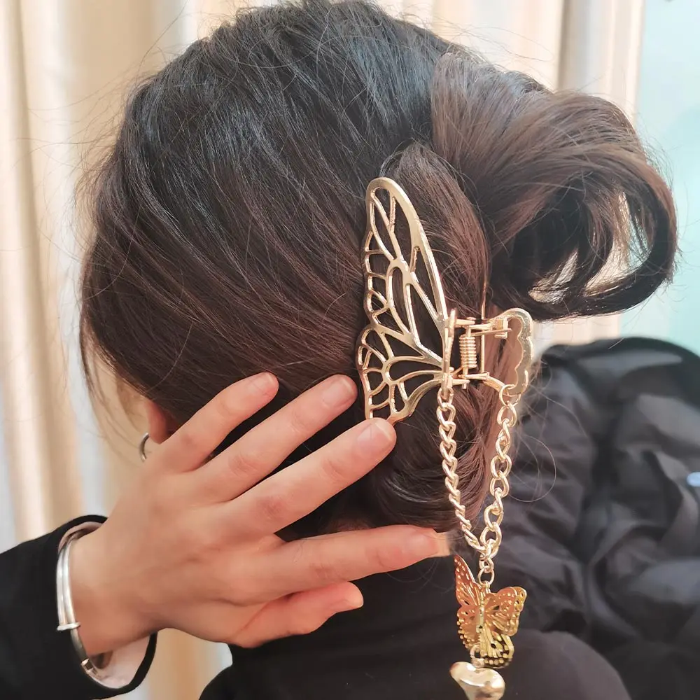 

2021 New Korea Vintage Butterfly Love Pendant Hairpin For Long Tassel Rectangle Women Hair Accessories Jewelry