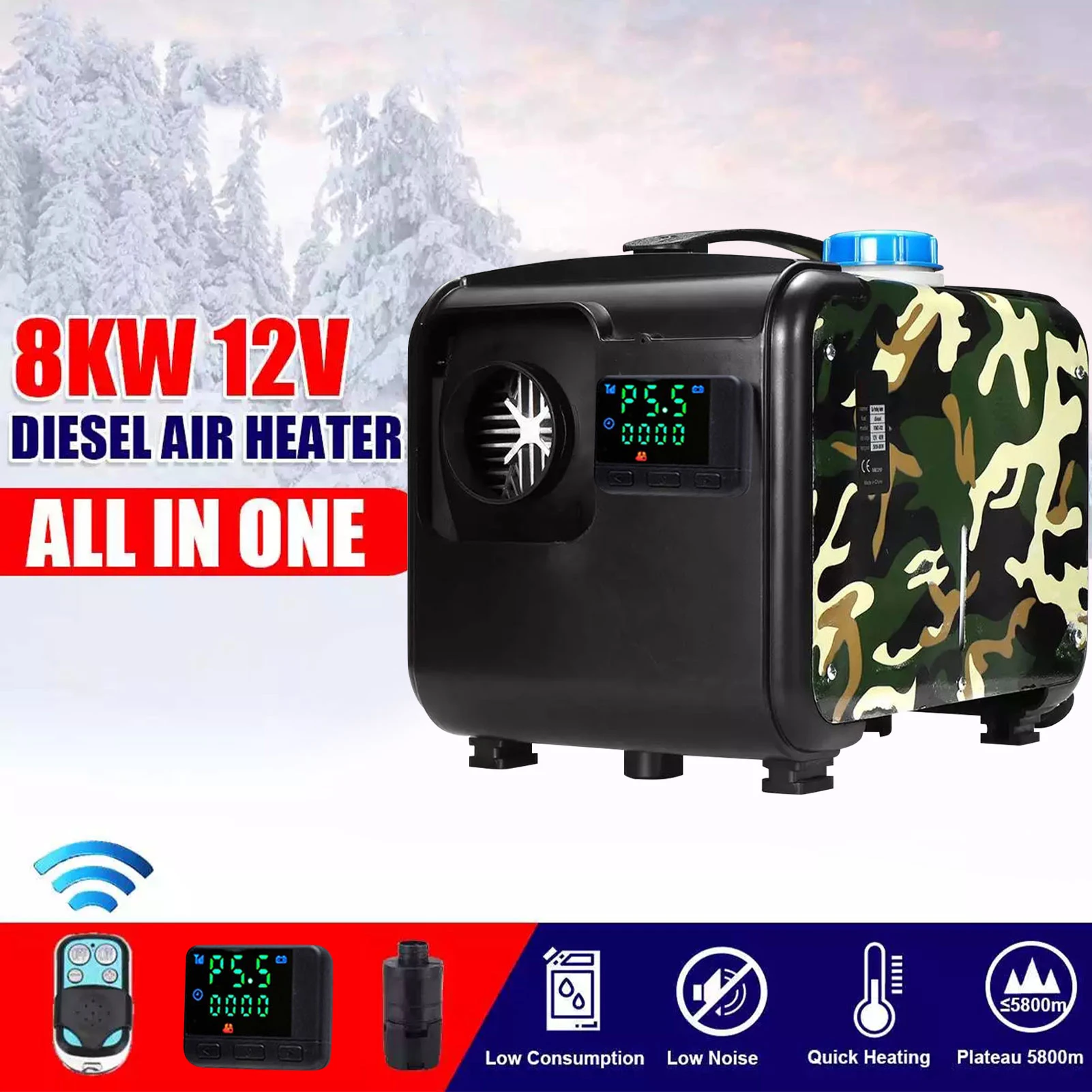 

Car Diesel Heater 4-hole Parking Heater For Trucks Motor-Homes LCD Control Auxiliary Automobile Machine Digital Display Heating
