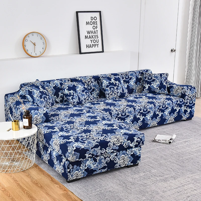 

Please order 2 pieces Cover if is L-shaped Sofa Floral Printing Couch Cover Elastic Sofa Cover for Living Room Chair Protector