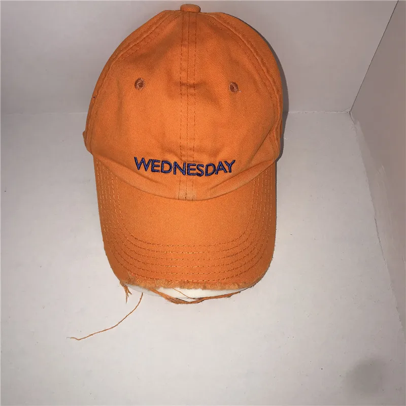 

Quality Ripped High Vetements Hat Men Women Week Vetements Monday To Sunday Baseball Cap Vetements Denim Caps