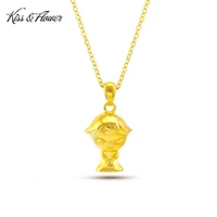 kissflower nk70 2022 fine jewelry wholesale fashion woman girl birthday wedding gift lovely child 24kt gold pendant necklaces