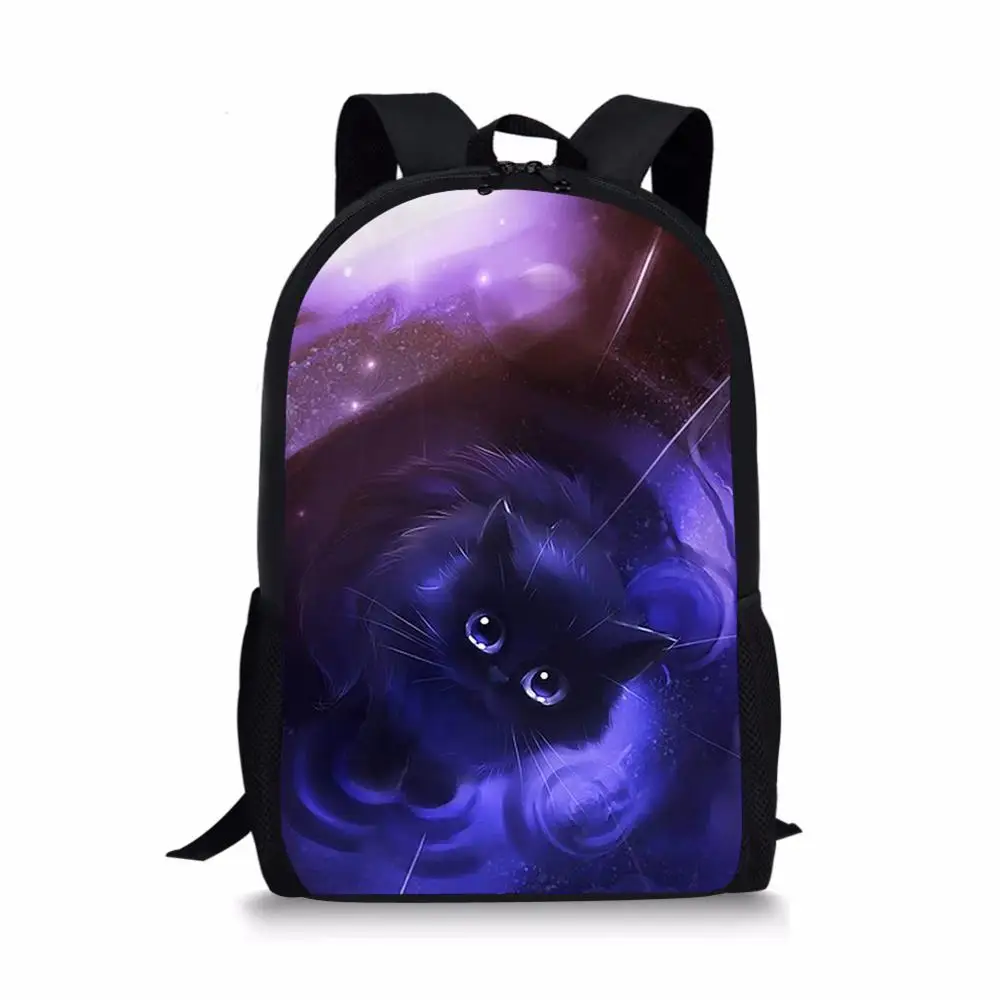 Children's School Backpack Fantasy Cats Pattern Kids School Book Bags Kawaii Animal Design Paint Women's Travel Backpack