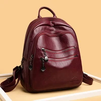high quality leather women backpack casual student backpack large capacity travel backpack school bags for teenage girls mochila