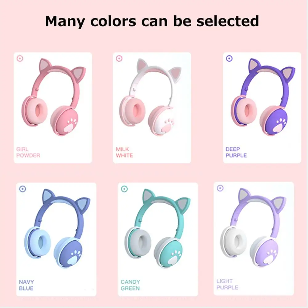 Детские Bluetooth-наушники Kawaii Cat Ear со светодиодный светильник кой Беспроводная