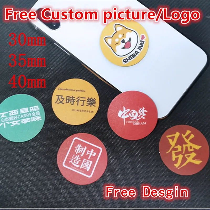 

100pcs Custom Logo / picture 30mm 35mm 40mm Black Metal Plate disk iron sheet Scratch-proof Magnetic Car Phone Stand holders