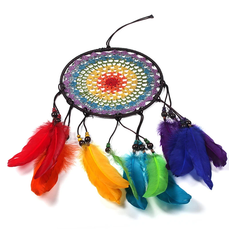 20 см винтажный домашний Декор Ретро Ловец снов из перьев круглые перья настенный