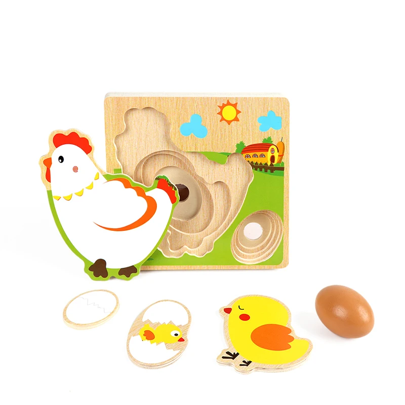 Wooden Puzzle Chick Hens 3D Jigsaw Multilayer Laying Eggs Kindergarten Preschool Early Learning Education Toys for kids|Пазлы| |