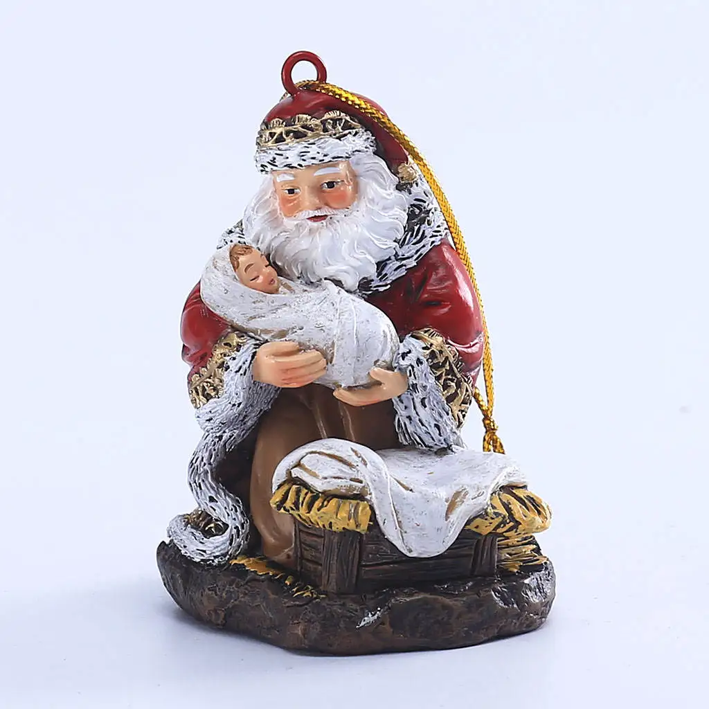 

Santa Claus Christmas Tree Ornaments Figurine Decor Kneeling Position Resin Fill With Happy Vibes Delicate Festive for Bars