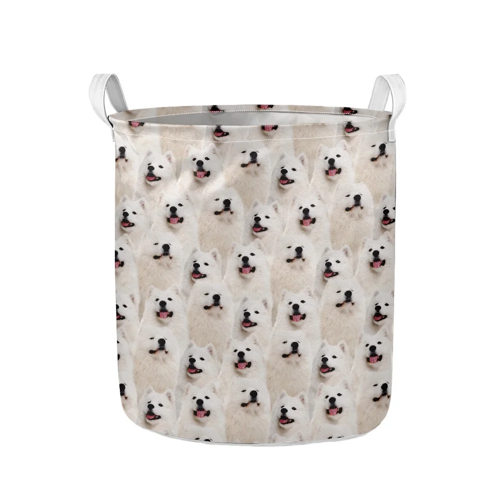 

Корзина для хранения грязной одежды, большой органайзер для белья с 3D рисунком собак, корзина большой емкости из полиэстера, Фотосумка для д...