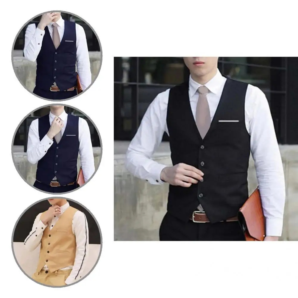 

Men Waistcoat Office Men Vest Blazer Deep V Neck Cool Formal Spring Vest