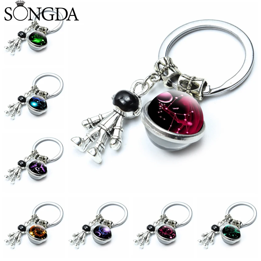 Брелок для ключей с 12 созвездиями украшение подвеской в виде робота космонавта