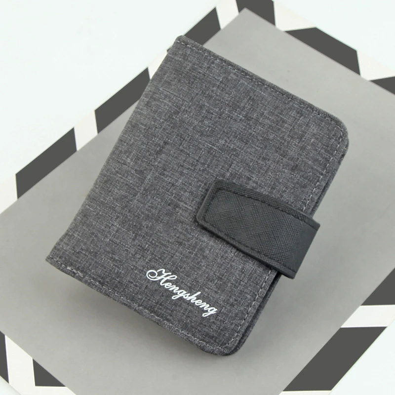 

Холщовый мужской кошелек, короткий Модный повседневный бумажник с несколькими отделениями для карт, Большая вместительная сумка для мелочей тройного сложения