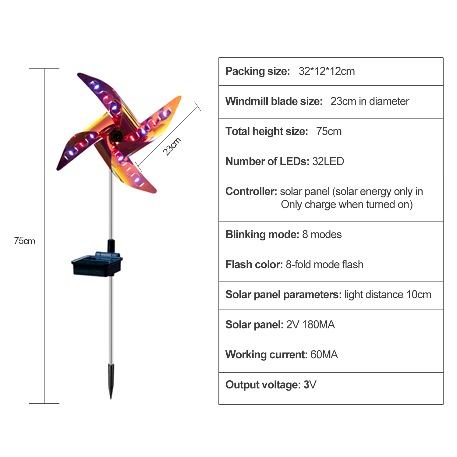 

LED Solar Windmill Light 4 Colors Garden Path Landscape Lights 32LED Solar Garden Ground Decoration Night Light Waterproof Lamps