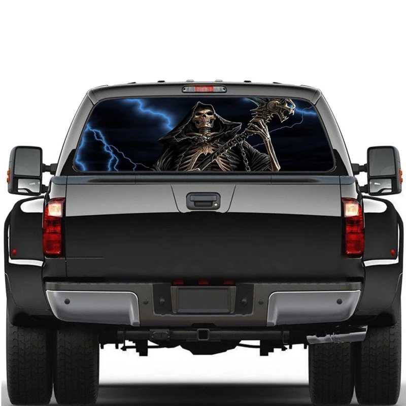 

Grim Reaper для грузовик, Джип, кроссовер пикап 3D заднее лобовое стекло Наклейки для декора заднее стекло постер для стекла 57,9x18,1 дюймов