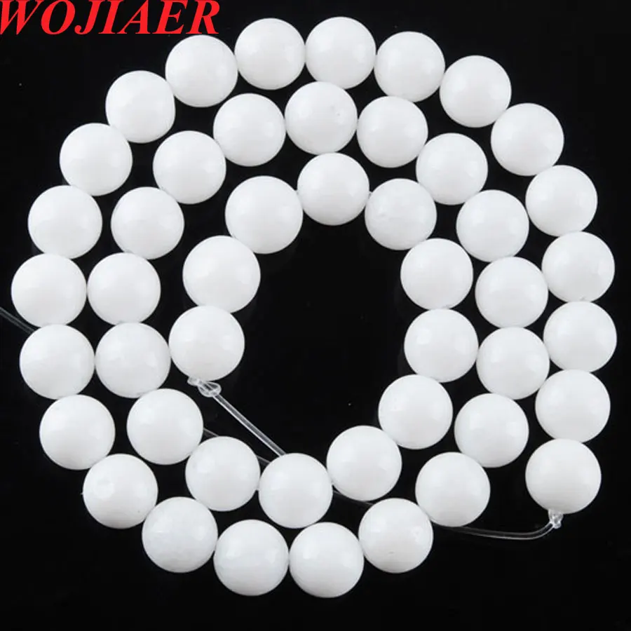 Круглые бусины разделители WOJIAER из белого натурального камня для изготовления ювелирных изделий браслетов