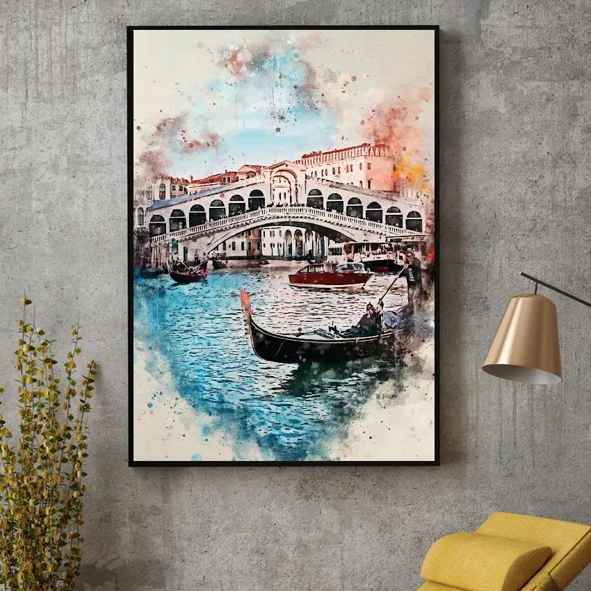 

Venice in Watercolor Canvas Painting Wall Art Pictures Prints Home Decor Wall Poster Decoration For Living Room