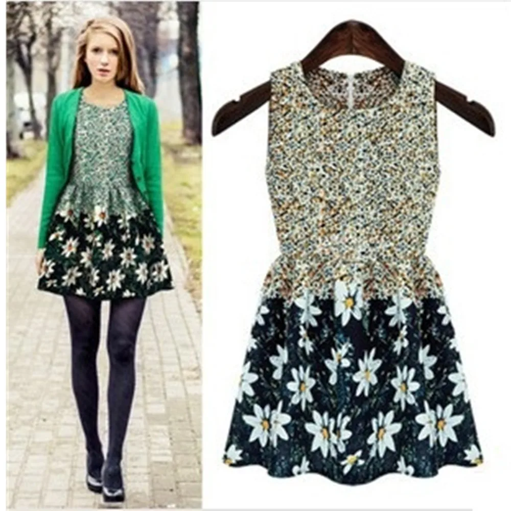 Женское льняное Платье До Колена с принтом в виде цветка маргаритки | Женская