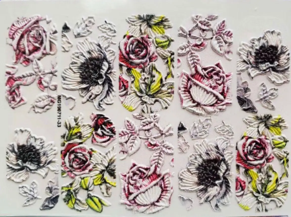 3D новые акриловые Выгравированные наклейки для ногтей черная линия белый