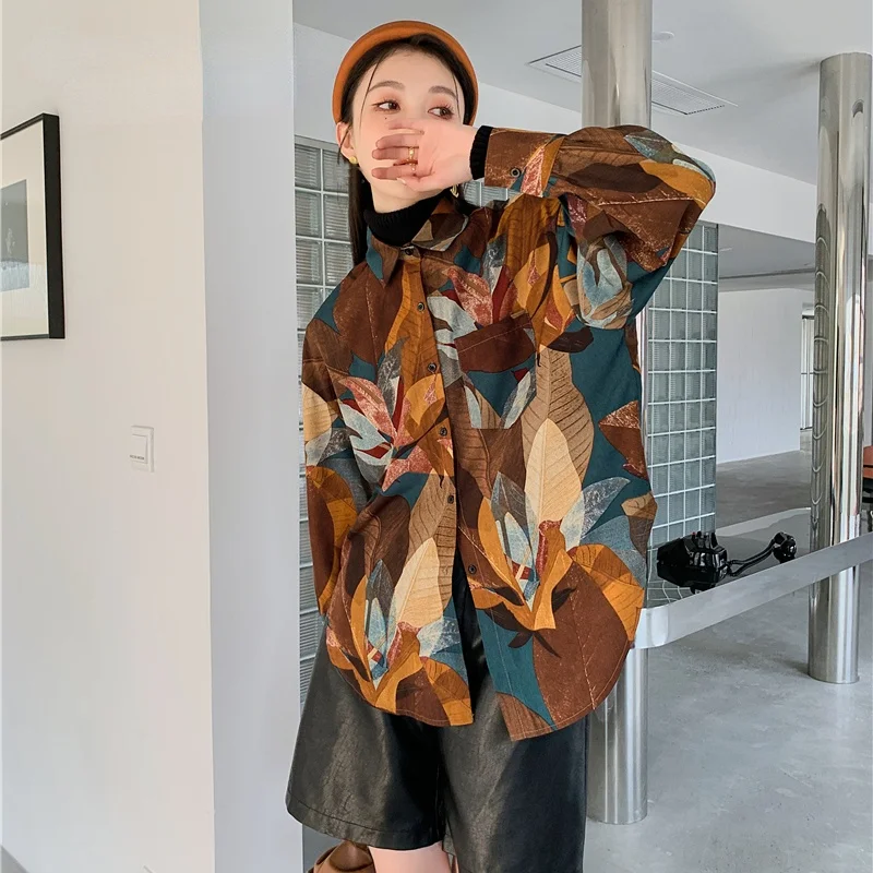 

Женская винтажная рубашка с длинным рукавом, на пуговицах