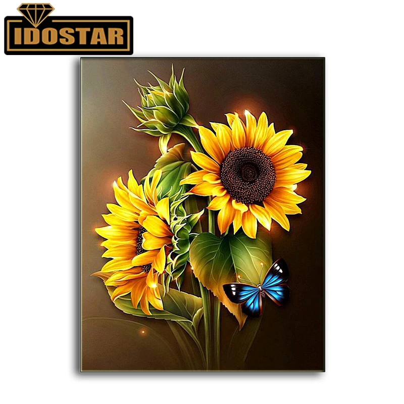 Полностью квадратная/круглая дрель 5D DIY Алмазная картина &quotжелтый цветок&quot