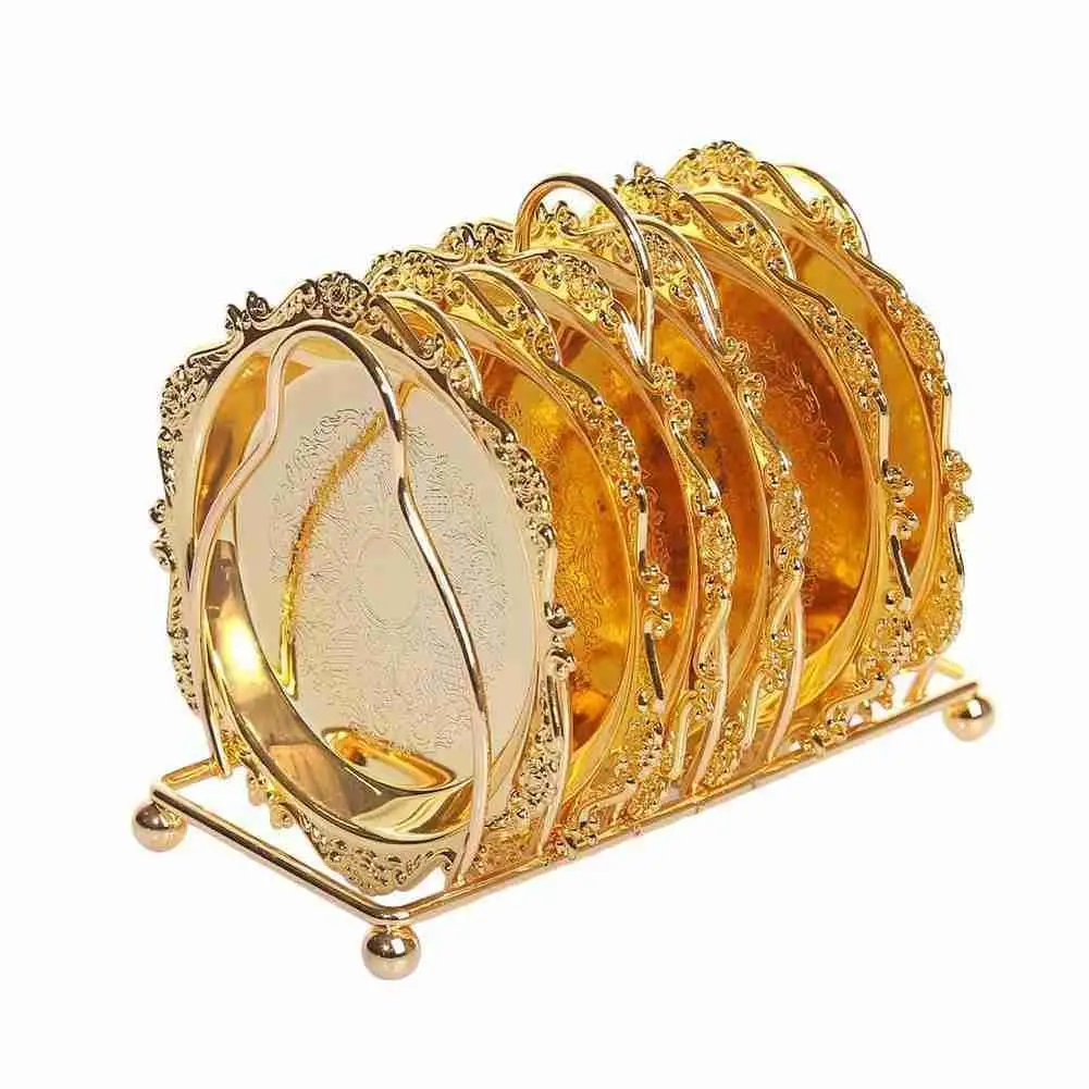 6 шт. Классические Золотые Коктейльные металлические подставки в европейском