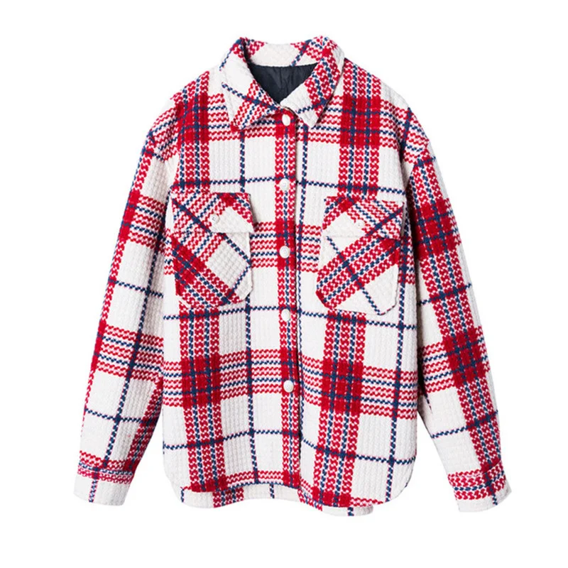 

2021 Spring Autumn New Woman Jacket Hepburn Style Woolen Coat Loose Mid-length Small Plaid Coats And Jackets Women Femme Veste