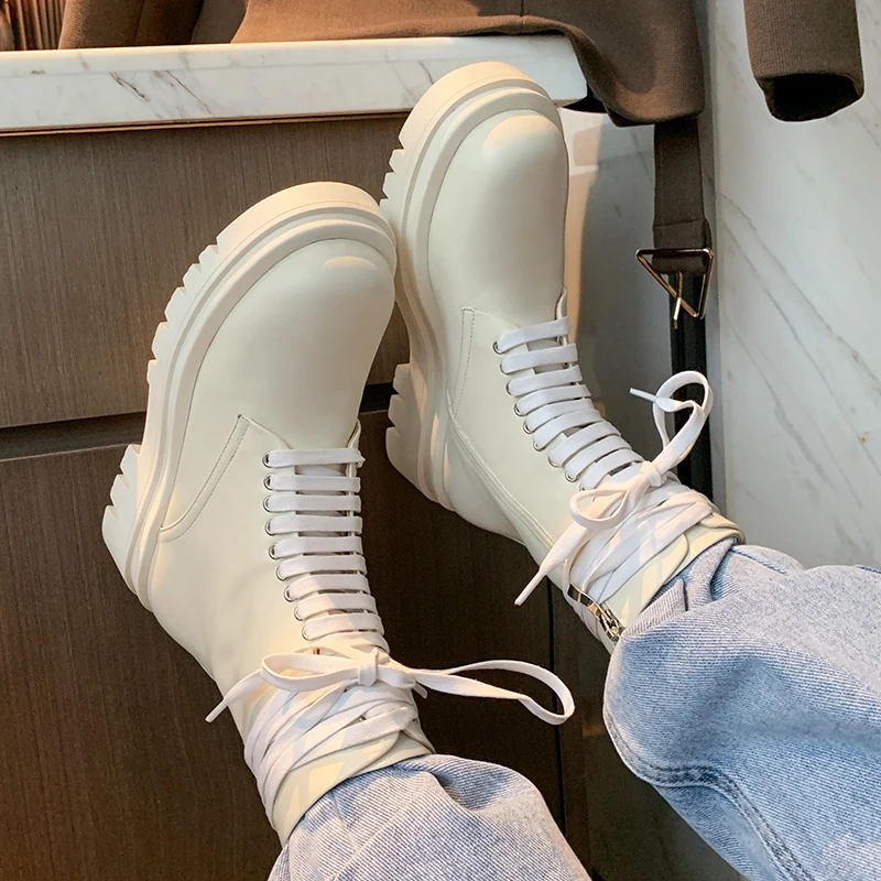 Jual Ukuran 34-43 INS Panas Wanita Sepatu Bot Kulit Sapi Atas Sepatu Musim Gugur Dan Musim Dingin Wanita Sepatu Hak Tebal Elastis Sepatu Boot Pendek Boot