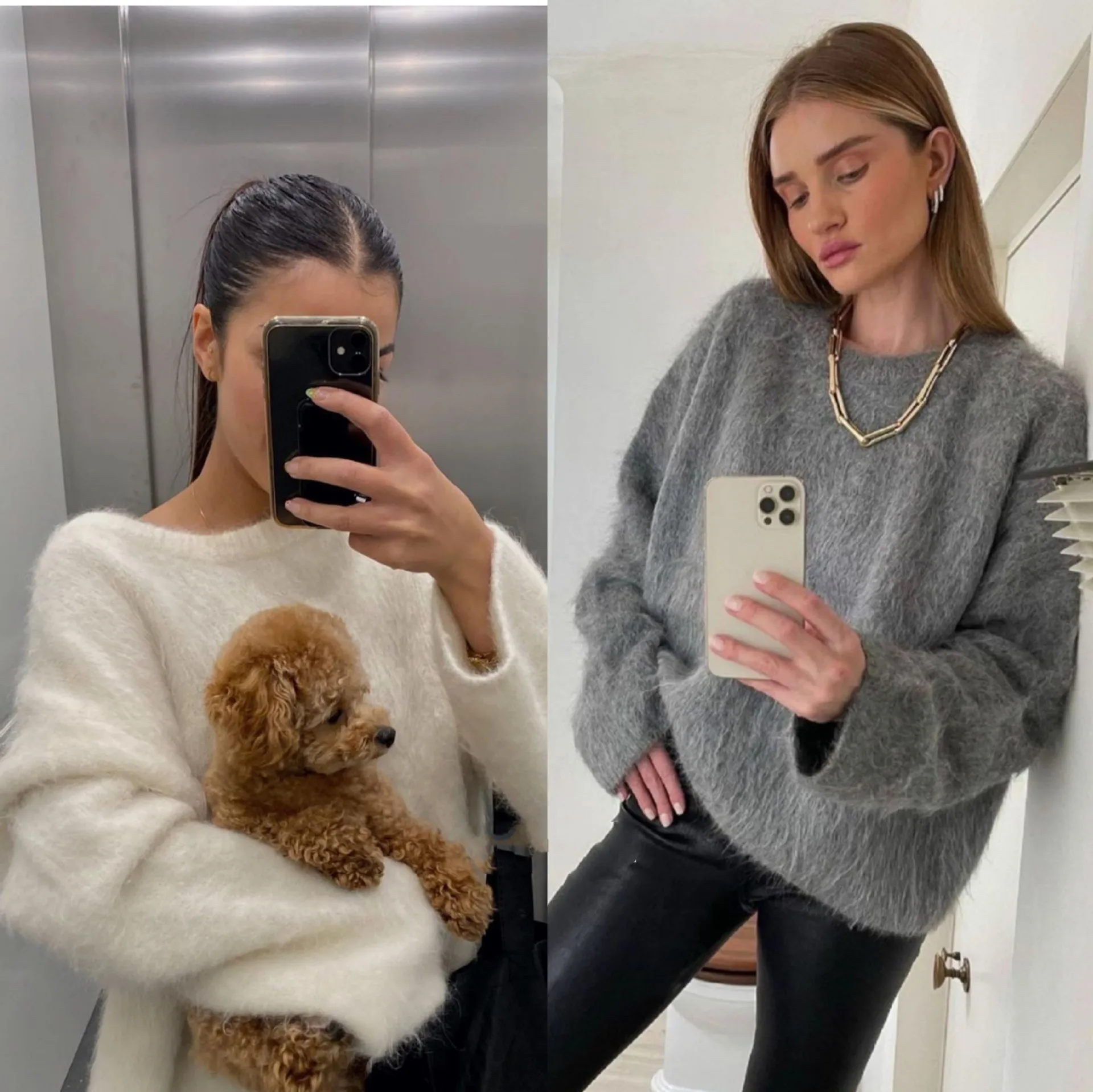 

2021 Autumn and Winter New Mohair Loose-profile Pullover Knitted Sweater
