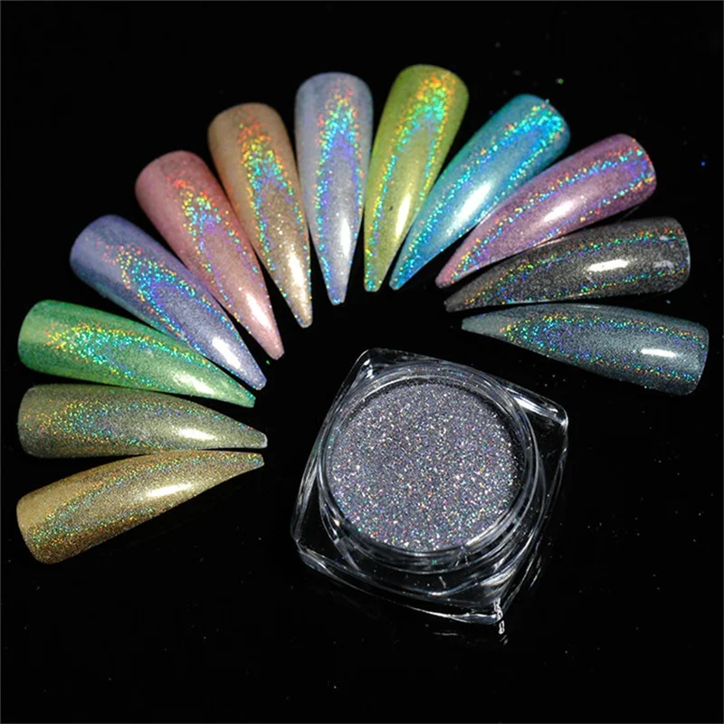 Laser Nail Glitter Powder Chrome Shimmer Sequins UV Gel Polish Flakes for Nails Art Pigment Decorations Accesorios Manicure images - 2