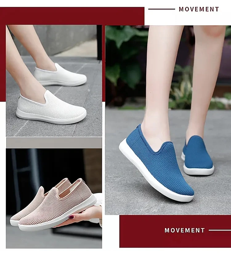 

Women's Summer Casual Shoes Fly Woven Mesh Surface Is Hollow Breathable Flat Bottom Covers Feet Sports Shoes Big Size Mom Shoes