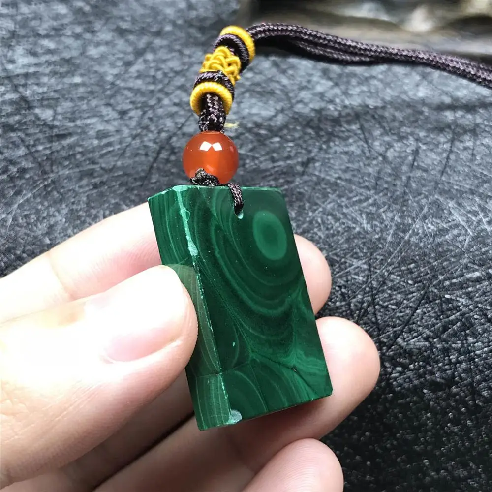 Natural Green Malachite Pendant Necklace Jewelry For Women Man Crystal 31x23x7mm Beads Gemstone Agate Bead Rope Chain AAAAA | Украшения и
