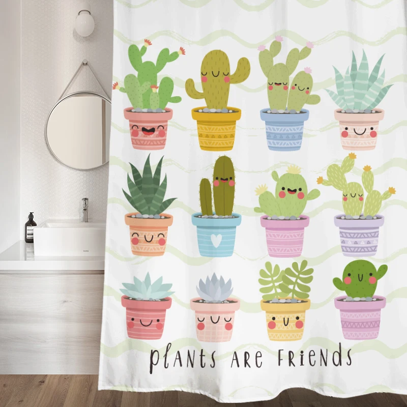 

Thicken Plant Shower Curtain Waterproof Anti-mildew Shower Curtain Frosted Cartoon Cortina De Ducha Shower Accessories DE50YL