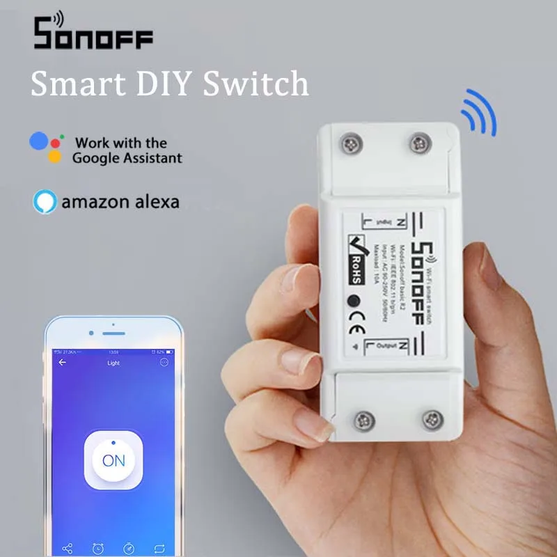 

SONOFF Basic R2 Wifi Timer Smart DIY Mini Switch Support EWelink APP Remote Control Automation Compatible With Google Home Alexa