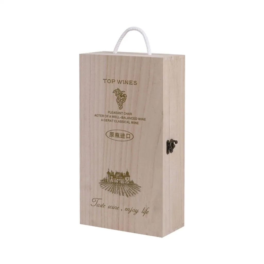 Wooden Wine Box Double Bottle Strap Crates Shell Gift Home Decoration glas marker silikon set vino waterslot for wine vino