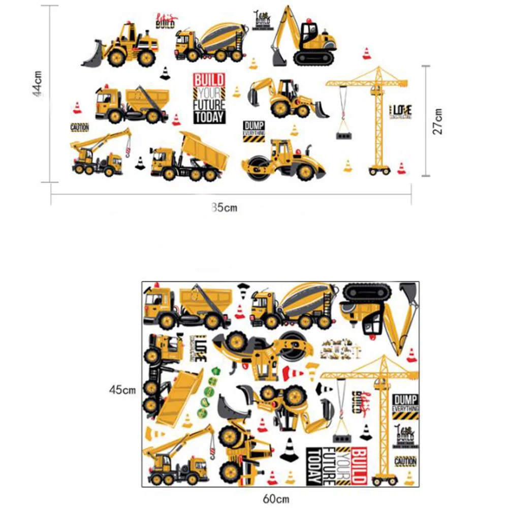 Самостоятельные настенные наклейки с рисунком мультяшной машинки и грузовика для декора комнаты детского сада детей Виниловый постер и популярный подарок.