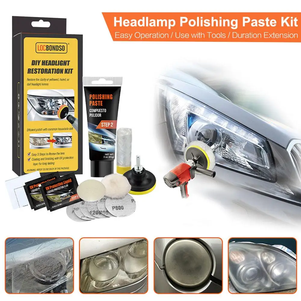 car headlight repair car headlight restoration kit polish headlamp paste brightener diy for head lamp lenses refurbishment free global shipping