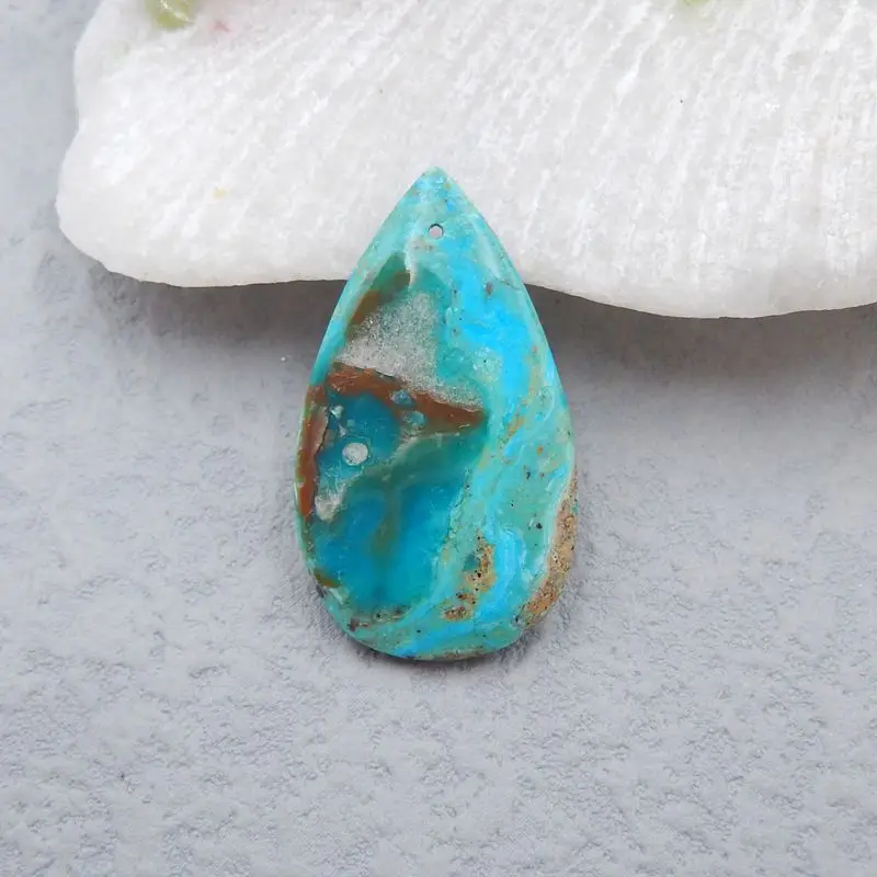 

SALE 1Pcs Natural Stone Blue Opal Gemstone Fashion Pendant Bead 32x18x5mm 4g