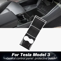 4pcsset for car central control panel protective patch for tesla model 3 2020 accessories abs carbon fiber black model three