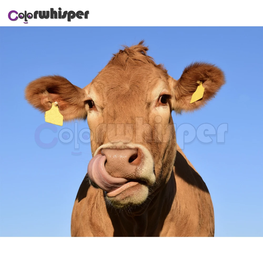 

Алмазная живопись Z1923, полноразмерная/круглая 5D Вышивка крестиком, мозаика с кристаллами в форме коровы, настенное искусство, Z1923